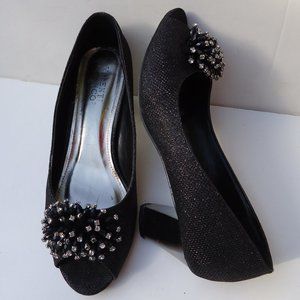 SIZE 9. VALENTI FRANCO dressy shoes with mirrored heels.